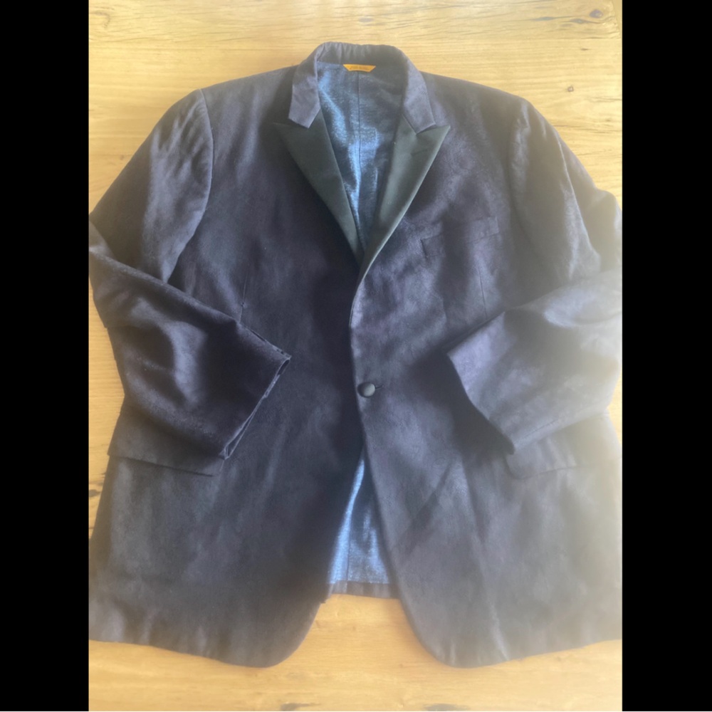 Hickey Freeman Barkley Wool Silk Brocade Tuxedo Jacket‎ Navy Blue Men’s 48 R Pre